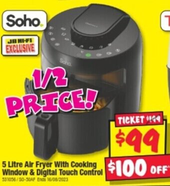 JB Hi-Fi 5 Litre Air Fryer With Cooking Window & Digital Touch Control offer
