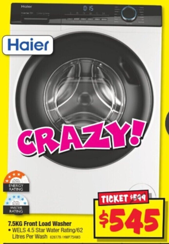 7.5KG Front Load Washer offer at JB HiFi