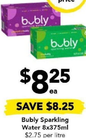 Drakes Bubly Sparkling Water 8x375ml offer