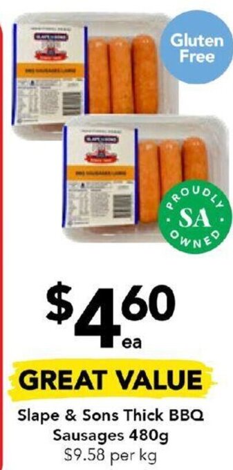 Drakes Slape & Sons Thick BBQ Sausages 480g offer