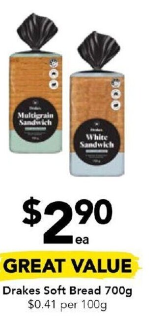 Drakes Drakes Soft Bread 700g offer