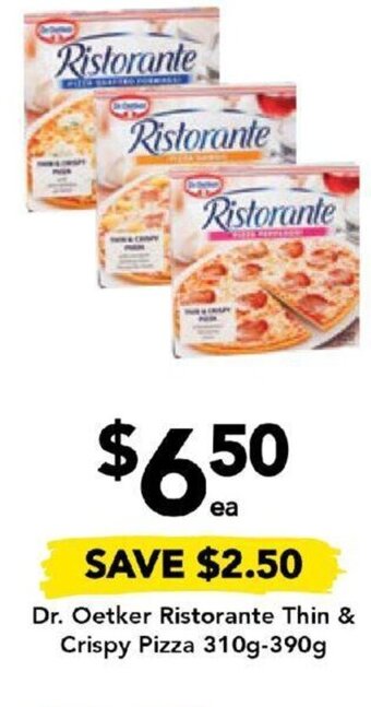 Drakes Dr. Oetker Ristorante Thin & Crispy Pizza 310g-390g offer