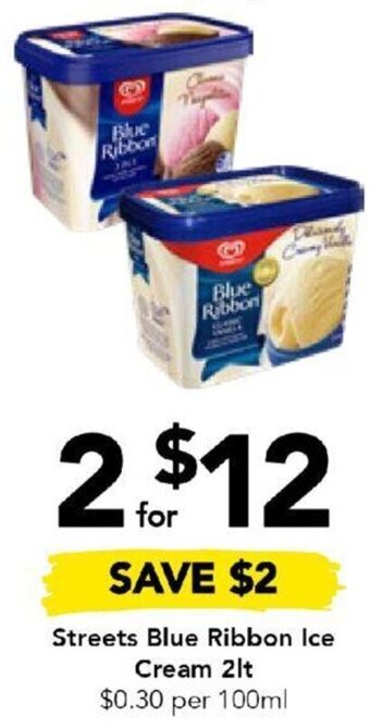Drakes Streets Blue Ribbon Ice Cream 2lt offer