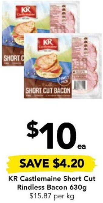 Drakes KR Castlemaine Short Cut Rindless Bacon 630g offer
