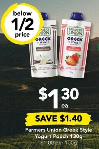 Drakes Farmers Union Greek Style Yogurt Pouch 130g offer