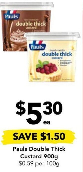 Drakes Pauls Double Thick Custard 900g offer