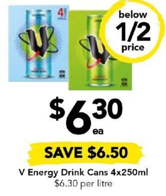 Drakes V Energy Drink Cans 4x250ml offer