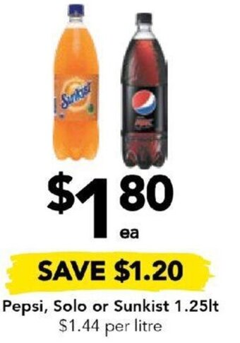 Drakes Pepsi, Solo or Sunkist 1.25lt offer