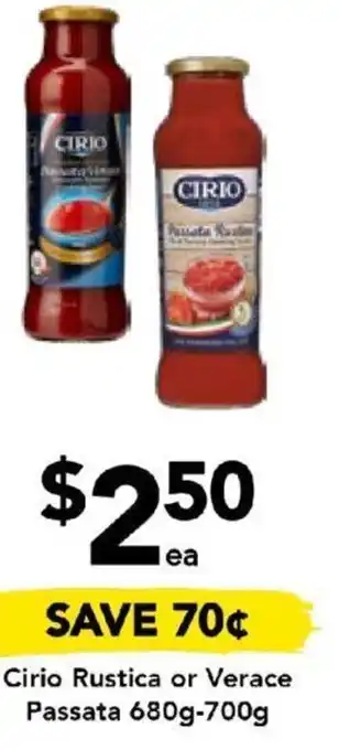 Drakes Cirio Rustica or Verace Passata 680g-700g offer