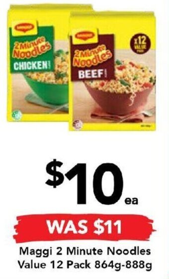 Drakes Maggi 2 Minute Noodles Value 12 Pack 864g-888g offer