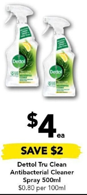Drakes Dettol Tru Clean Antibacterial Cleaner Spray 500ml offer