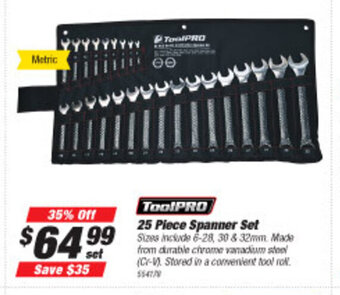 SuperCheap Auto ToolPRO 25 Piece Spanner Set offer
