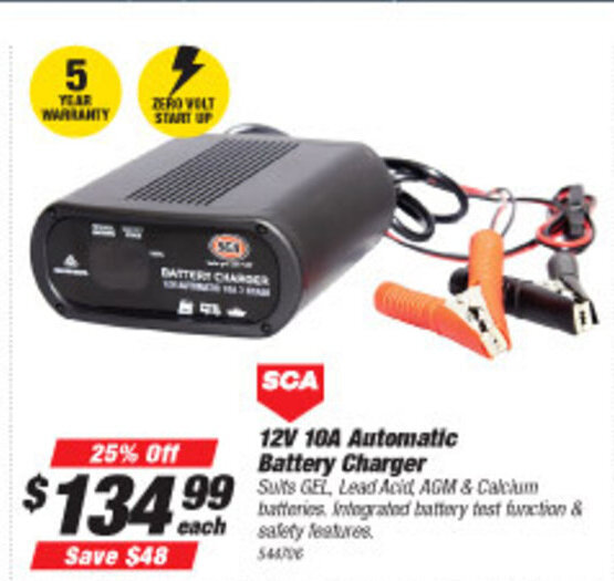 SCA 12V 10A Automatic Battery Charger offer at SuperCheap Auto