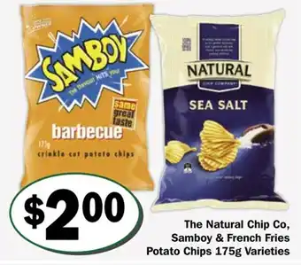 Friendly Grocer The Natural Chip Co, Samboy & French Fries Potato Chips 175g offer