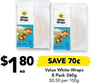 Drakes Value White Wraps 8 Pack 360g offer