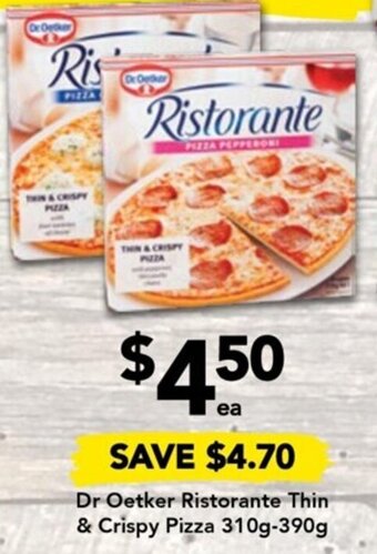 Drakes Dr Oetker Ristorante Thin & Crispy Pizza 310g-390g offer