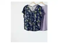Harris Scarfe Khoko Smart Print Linen V Neck Blouse offer