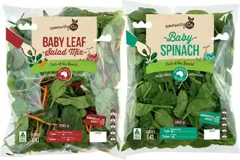IGA Community Co Baby Leaf Salad 300g or Baby Spinach Big Bag 280g offer