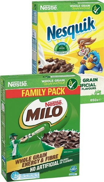 IGA Nestlé Milo or Nesquik Cereals 600-700g Selected Varieties offer