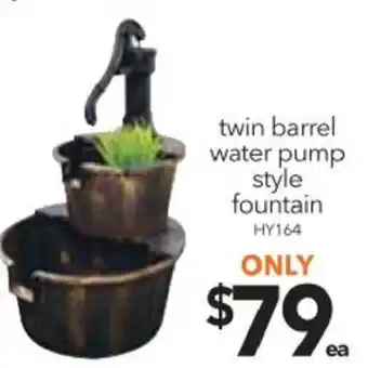 Twin Barrel Water Pump Style Fountain