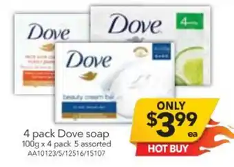 Cheap as Chips Dove Soap 4x100g offer