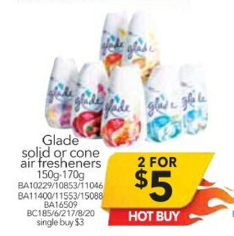 Cheap as Chips Glade Solid or Cone Air Fresheners 150g-170g offer