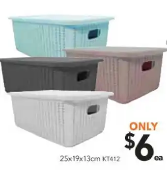 Cheap as Chips Plastic Knit Basket with Lid 25x19x13cm offer