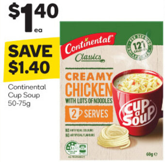Woolworths Continental Cup Soup 50-75g offer