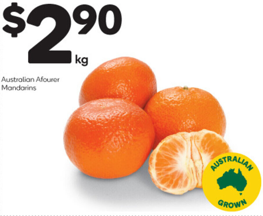Australian Afourer Mandarins offer at Woolworths