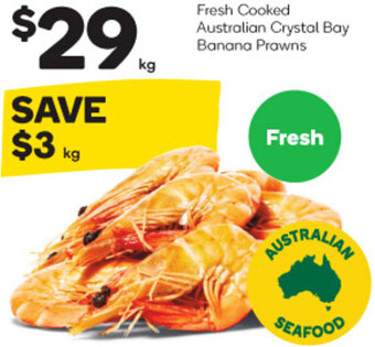 Woolworths Fresh Cooked Australian Crystal Bay Banana Prawns offer