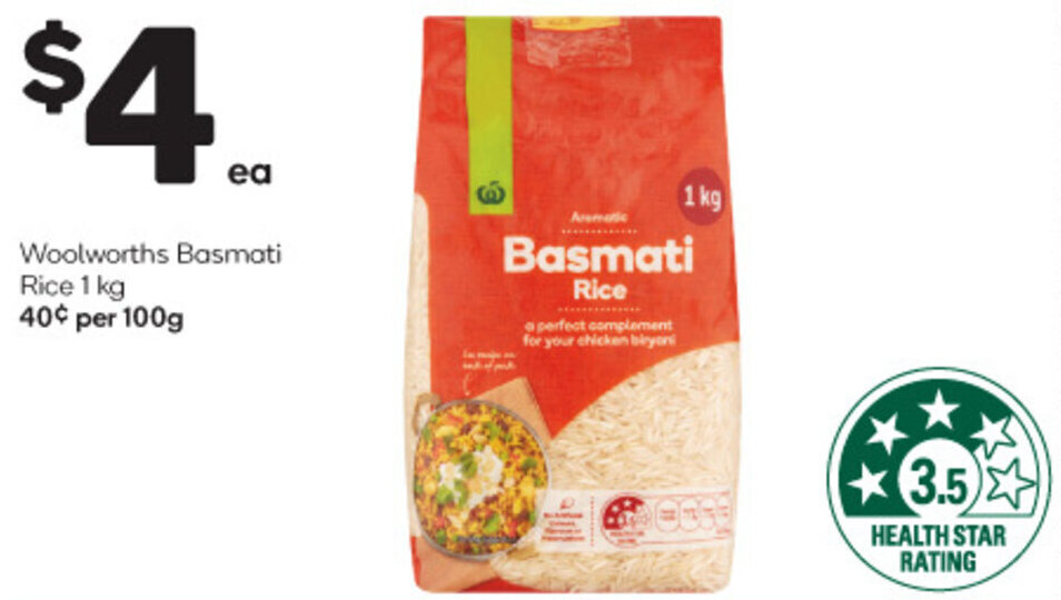 Woolworths Basmati Rice 1 kg offer at Woolworths