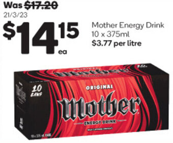 Woolworths Mother Energy Drink 10 x 375 ml offer
