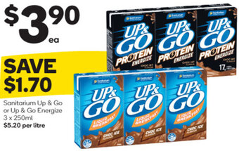 Woolworths Sanitarium Up & Go or Up & Go Energize 3 x 250ml offer