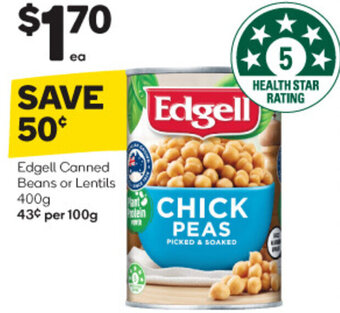 Woolworths Edgell Canned Beans or Lentils 400g offer