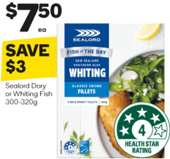 Woolworths Sealord Dory or Whiting Fish 300-320g offer