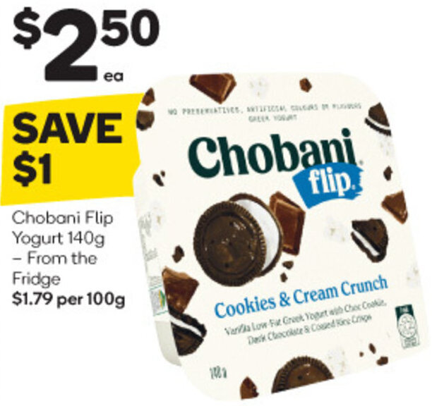 Chobani Flip Yogurt 140g offer at Woolworths