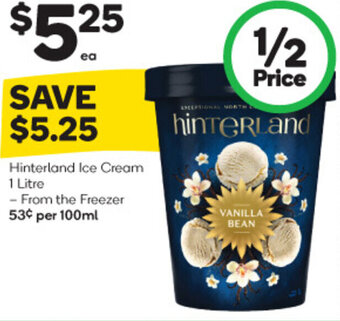 Woolworths Hinterland Ice Cream 1 Litre offer