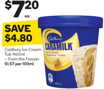 Woolworths Cadbury Ice Cream Tub 460ml offer