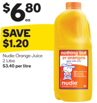 Woolworths Nudie Orange Juice 2 Litre offer