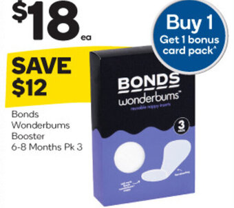 Woolworths Bonds Wonderbums Booster 6-8 Months Pk 3 offer