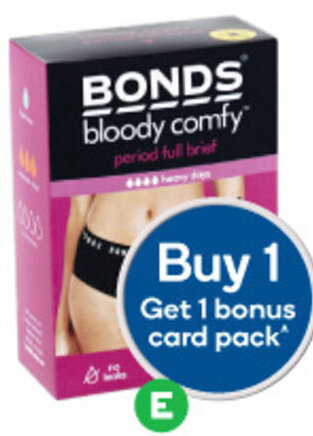 Woolworths Bonds Bloody Comfy Heavy Brief Reusable Underwear Assorted Sizes offer