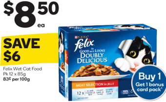 Woolworths Felix Wet Cat Food Pk 12 x 85g offer