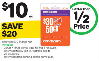 Woolworths amaysim $30 Starter Kit# offer