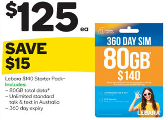 Woolworths Lebara $140 Starter Pack offer