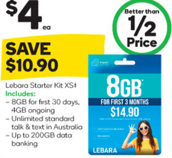 Woolworths Lebara Starter Kit XS+ offer