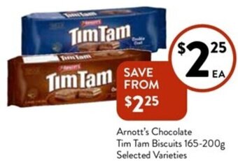 Foodworks Arnott's Chocolate Tim Tam Biscuits 165-200g Selected Varieties offer