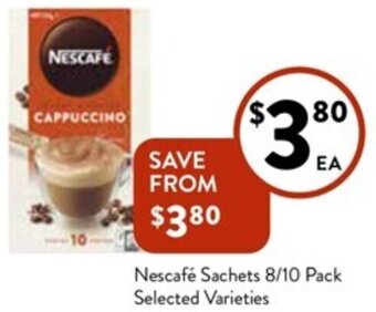 Foodworks Nescafé Sachets 8/10 Pack Selected Varieties offer