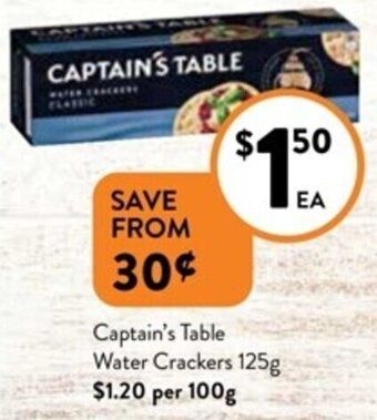 Foodworks Captain's Table Water Crackers 125g offer