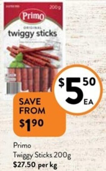 Foodworks Primo twiggy sticks 200g offer