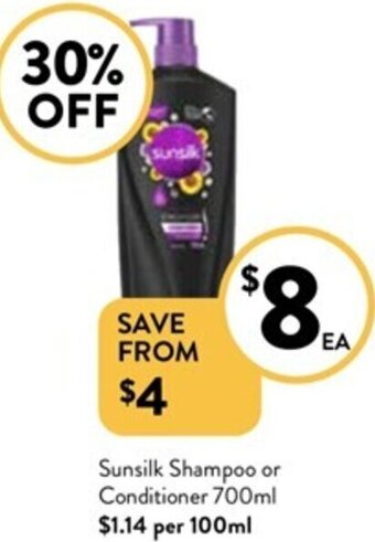 Foodworks Sunsilk Shampoo or Conditioner 700ml offer
